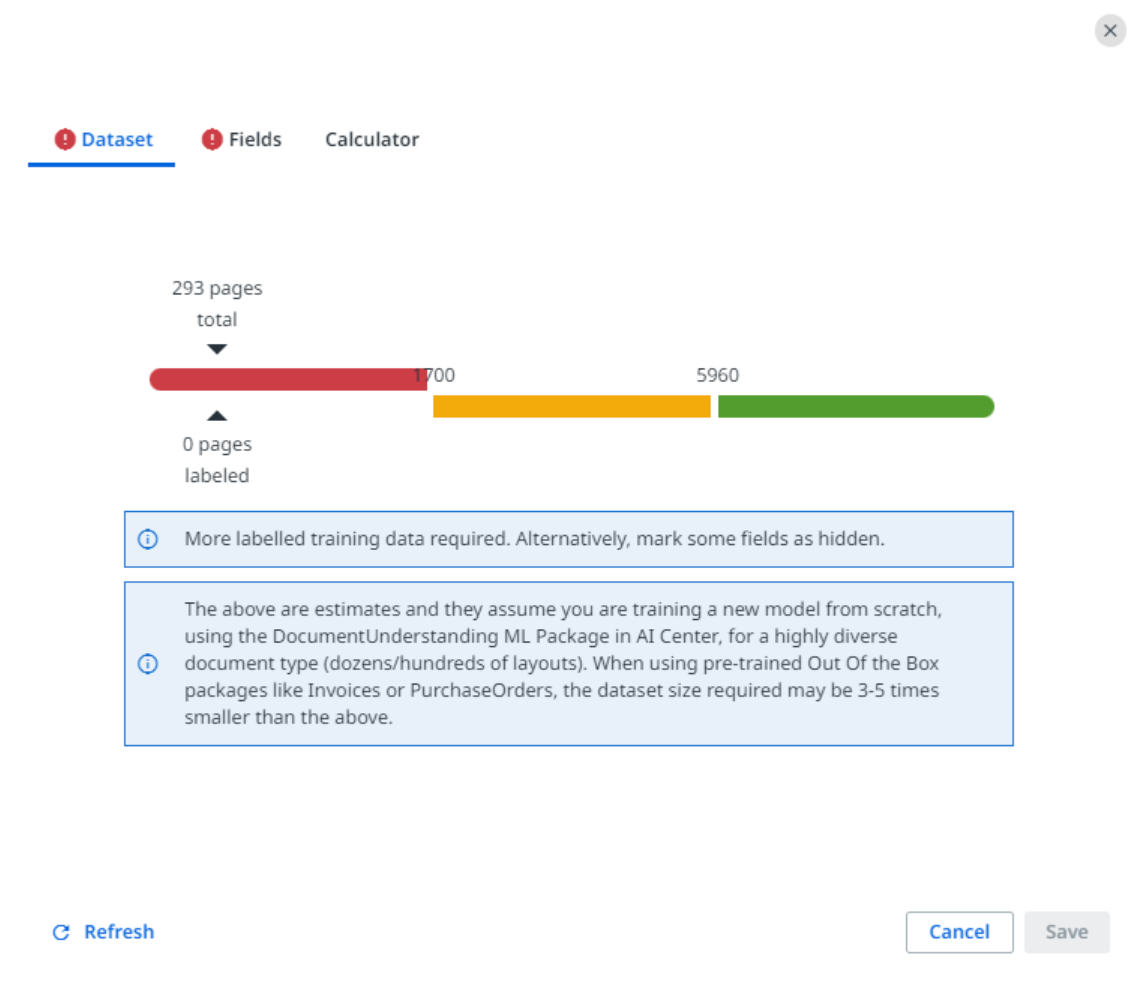 “数据集诊断”界面的屏幕截图