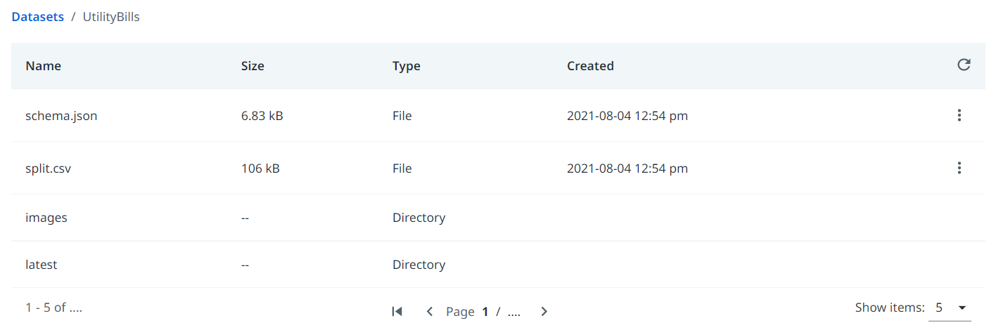 “数据集”界面的屏幕截图。
