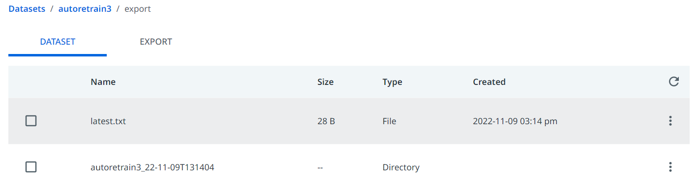 [データセット] インターフェイスのスクリーンショット