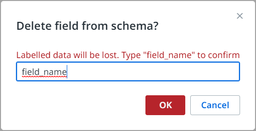 Captura de pantalla del cuadro de diálogo Eliminar un campo de columna.