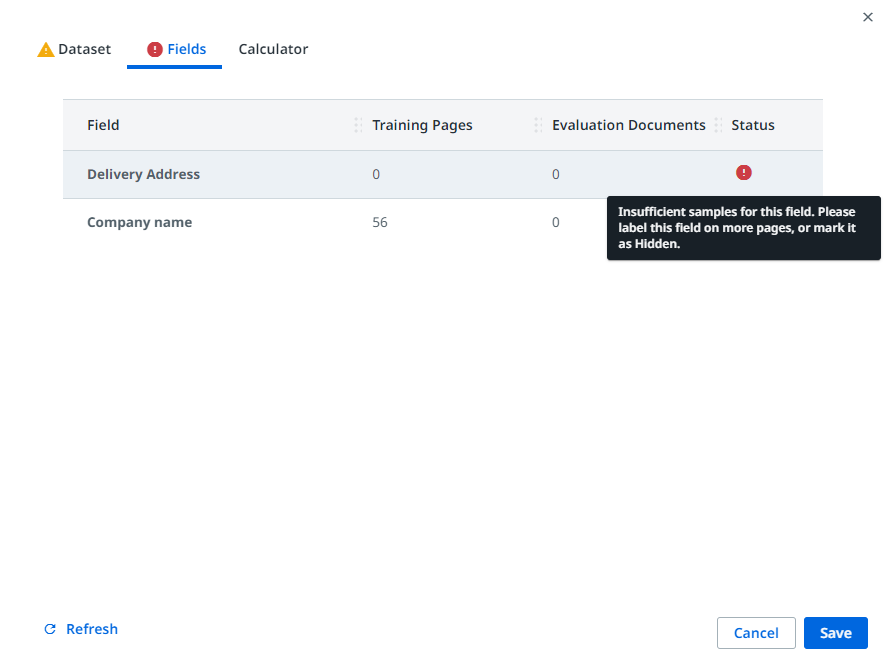 “字段”选项卡的屏幕截图
