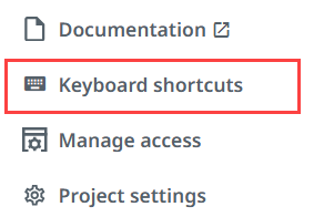 Captura de pantalla del botón de atajos de teclado.