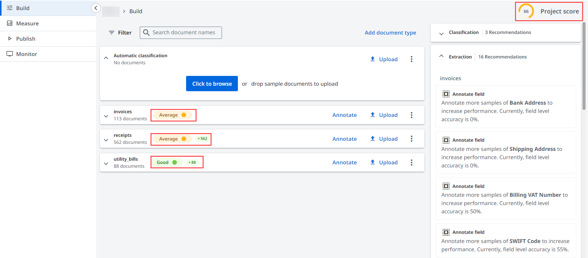 模型分数界面的屏幕截图。