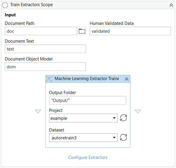 [抽出器トレーニング スコープ] インターフェイスのスクリーンショット