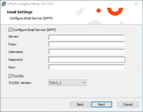 Screenshot of the UiPath Insights Setup interface.