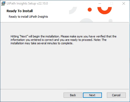 Capture d'écran de l'interface de Configuration d'UiPath Insights.