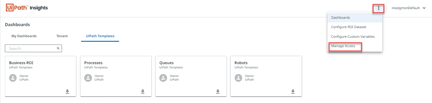 Screenshot der Schaltfläche Zugriff verwalten.