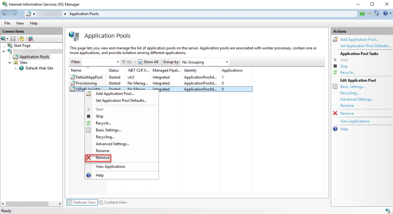 Screenshot of the Remove button highlighted.