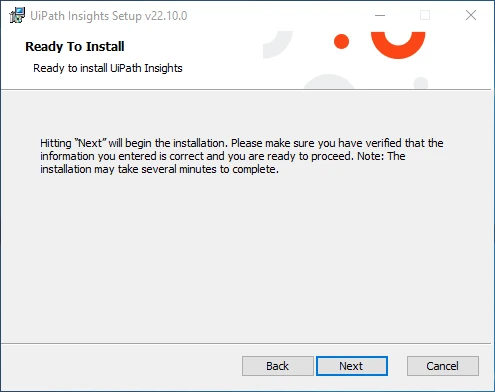 Capture d'écran de l'interface de Configuration d'UiPath Insights.