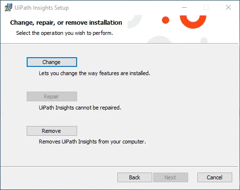 Capture d'écran de l'interface de Configuration d'UiPath Insights.
