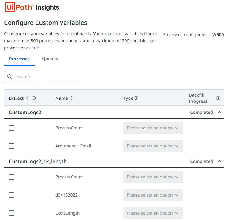 Configure custom variables