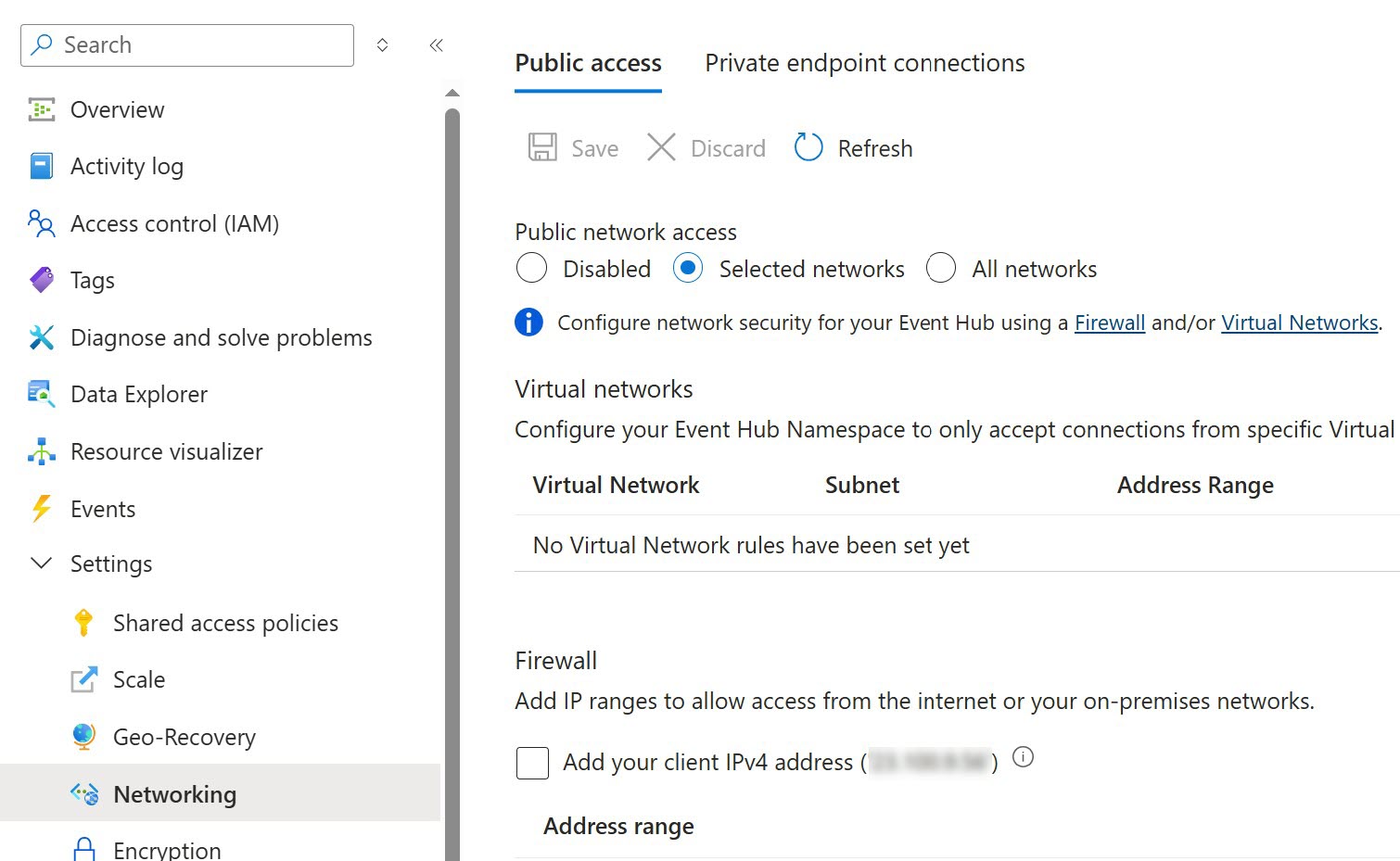 Screenshot of the Networking page.