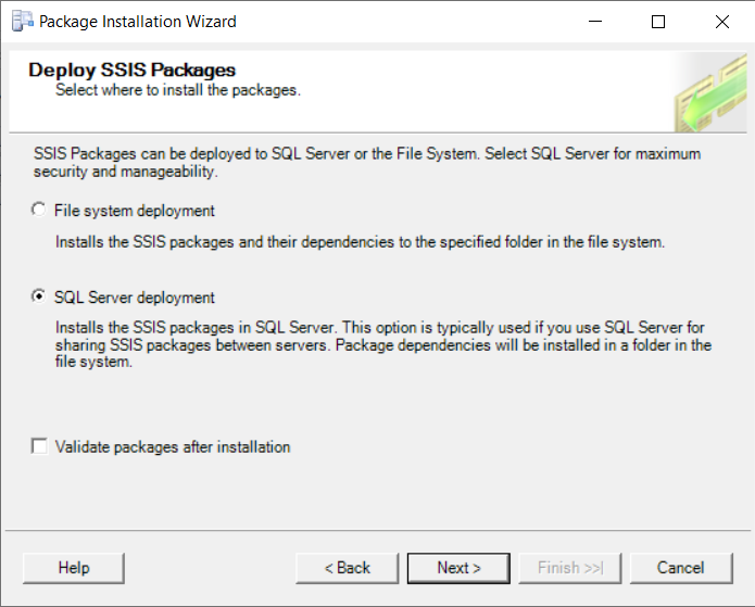 Screenshot of the Package Installation Wizard.