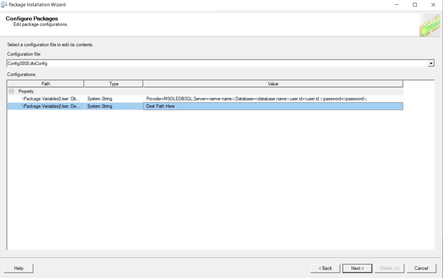 Screenshot of the Package Installation Wizard.