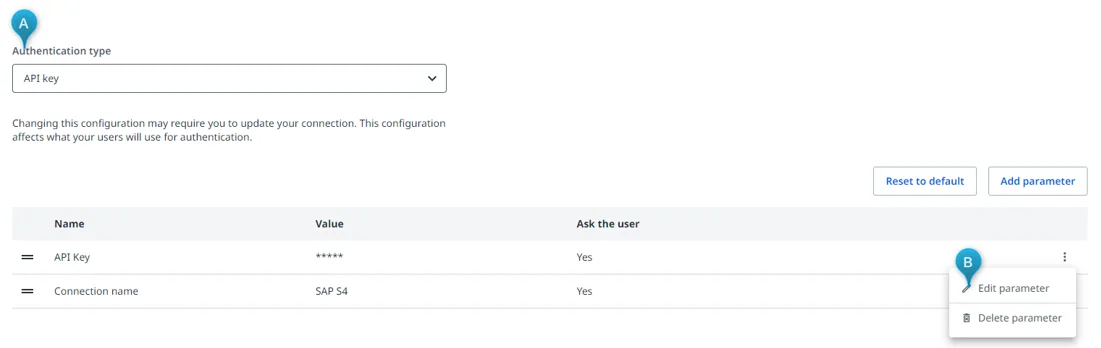 Configuring the API key authentication type