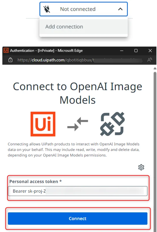 Crear la conexión con un token de acceso personal