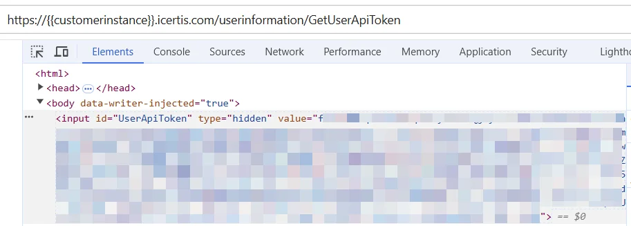 Retrieving the auth token from an instance URL
