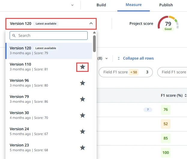 The star button used to star a model version