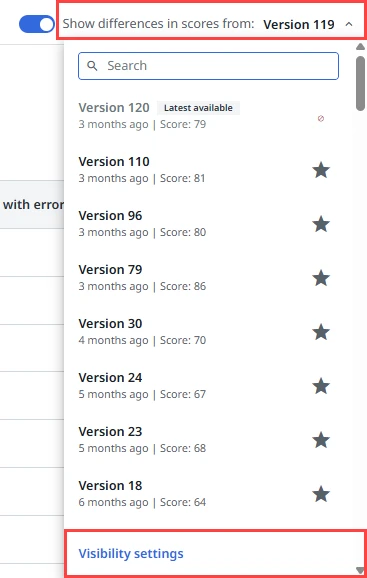 The Visibility settings option