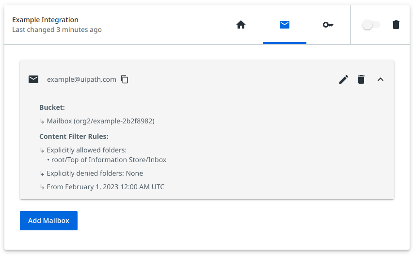 Example of a mailbox configuration.