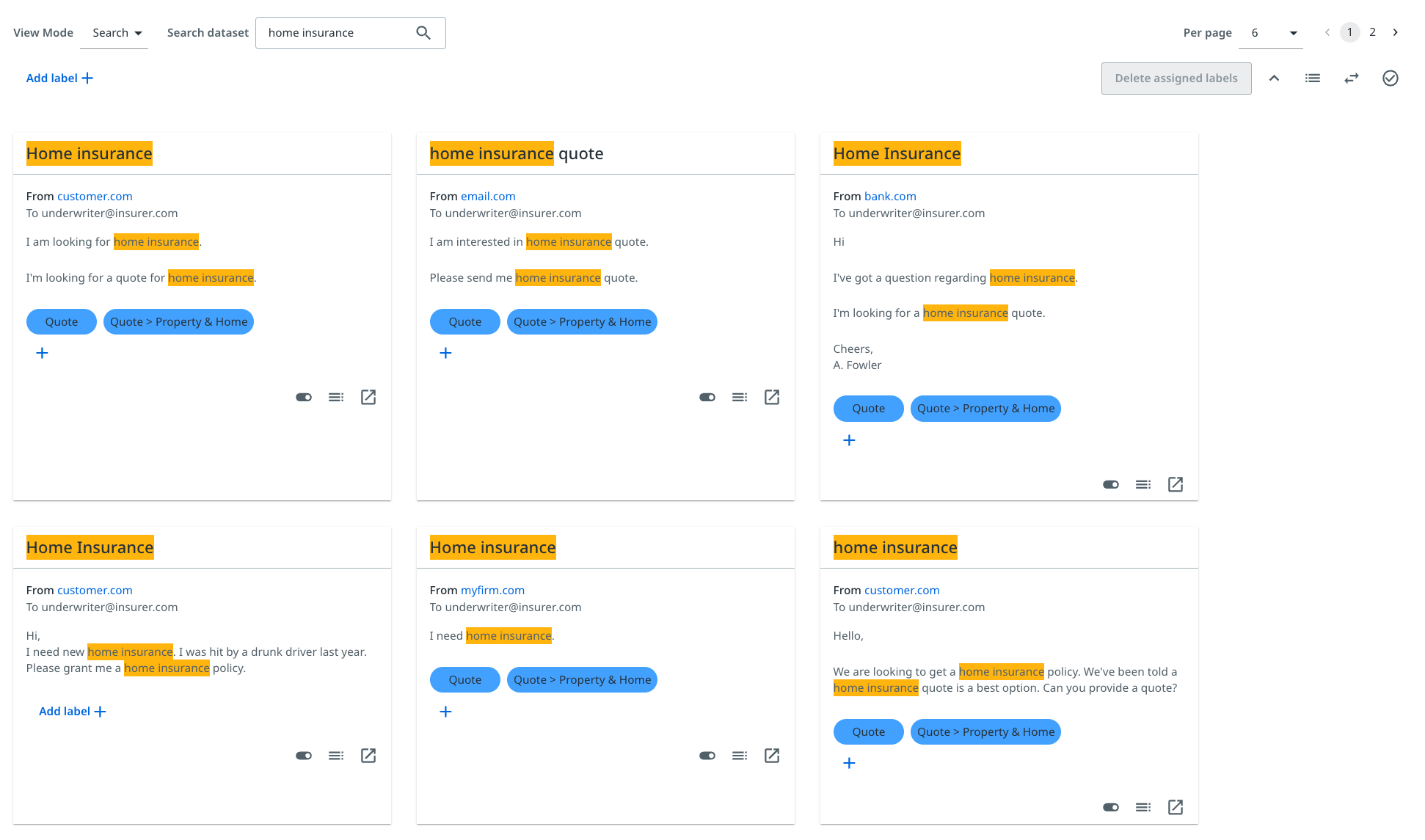 Example search query in Discover.