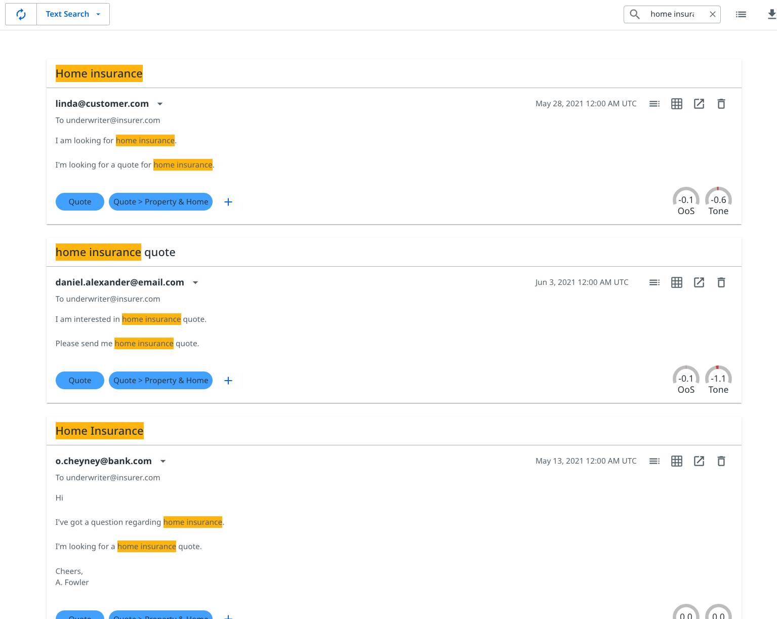 Example search query in Explore.