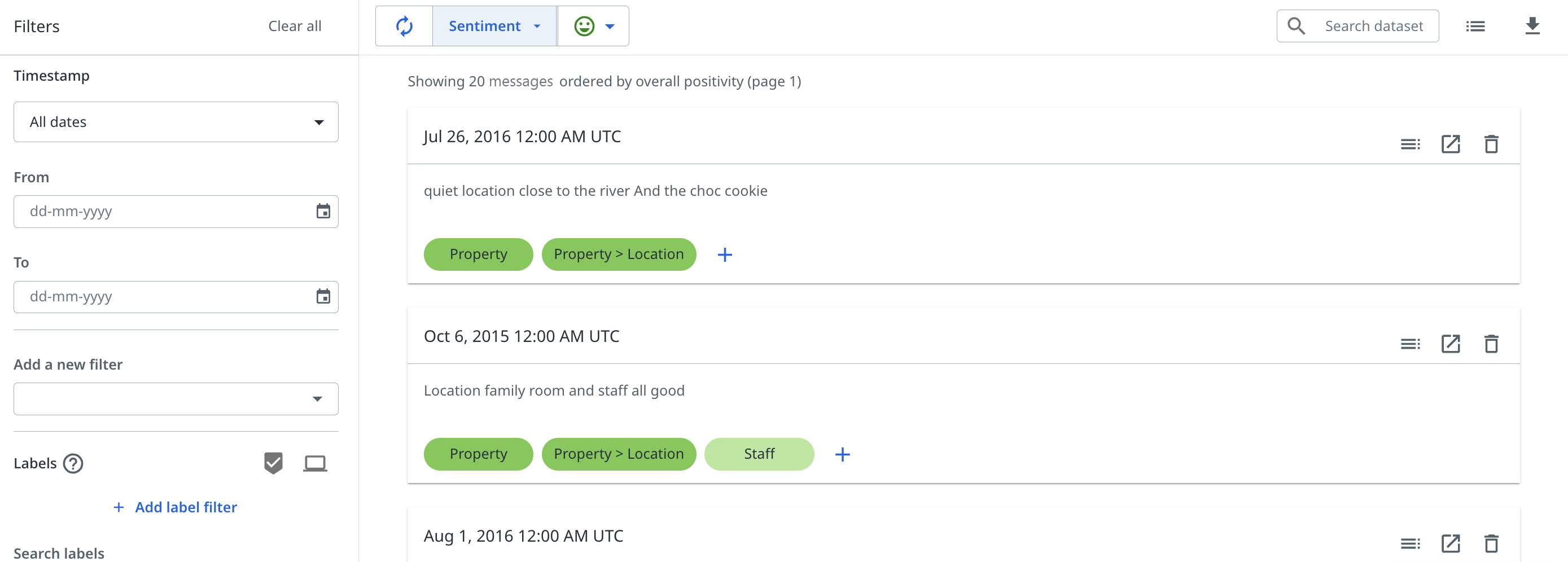 Explore-Seite mit Stimmungssortiermodus.