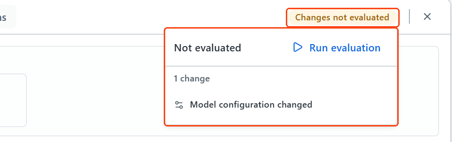 The Changes not evaluated label of the Extract document node, with the list of changes not evaluated highlighted.