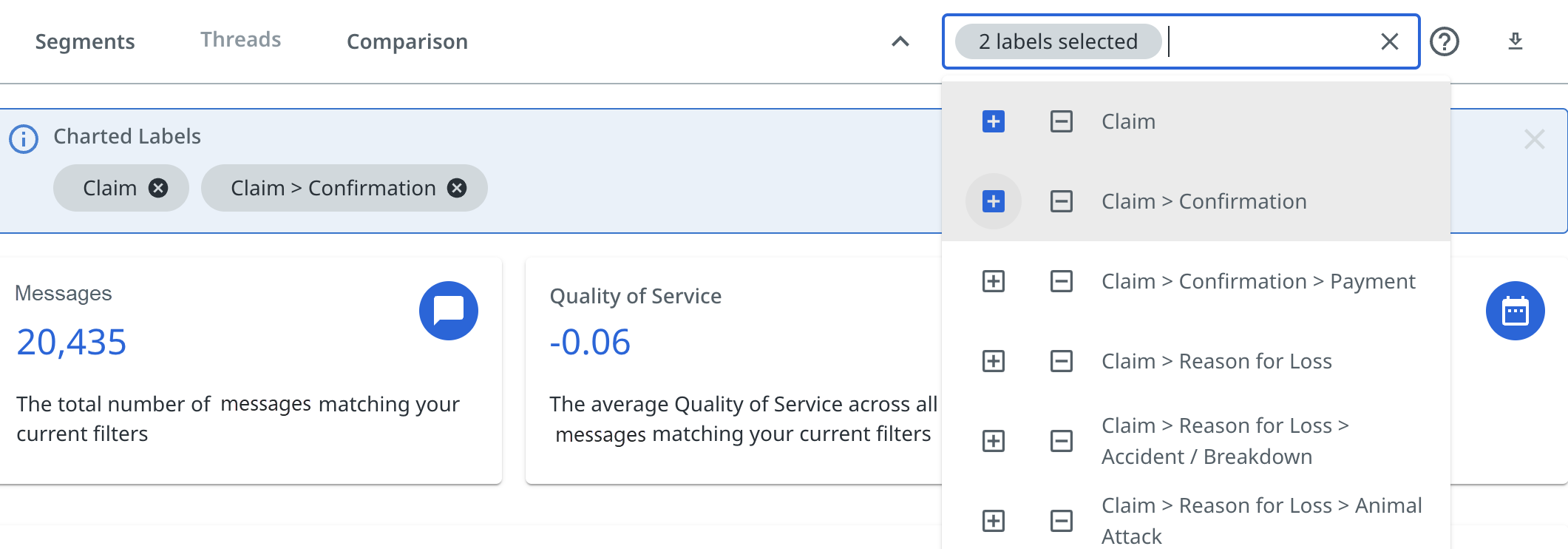 Einschließlich Beschriftungen in Berichten.