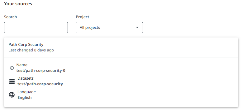 Das Bild zeigt die Hauptseite, die auf der Registerkarte Quellen angezeigt wird.