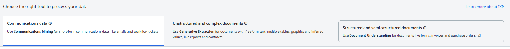 The IXP capabilities in the homepage.