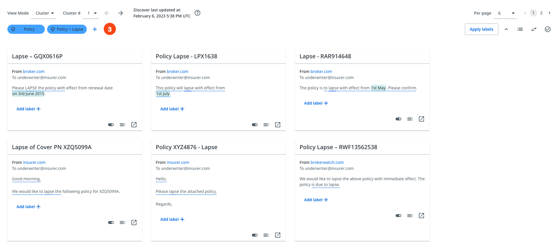 Esta imagem descreve um rótulo adicionado na página Descobrir.