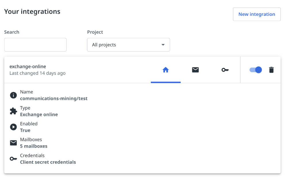 Esta imagen representa la página Integraciones.