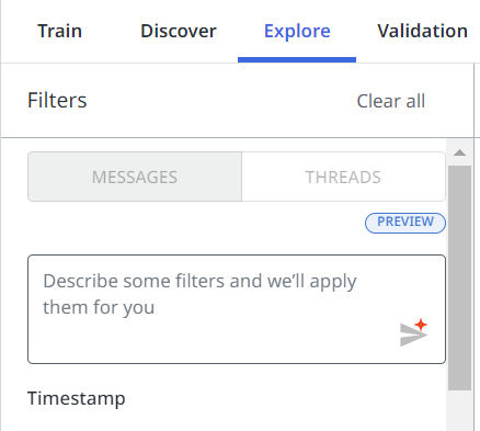 This image shows the Clear all option in Explore.