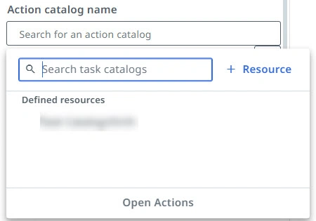 Resource picker for action catalogs