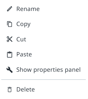 Opções de menu de contexto para um elemento BPMN