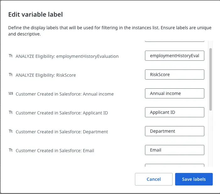Filter variable rename validation