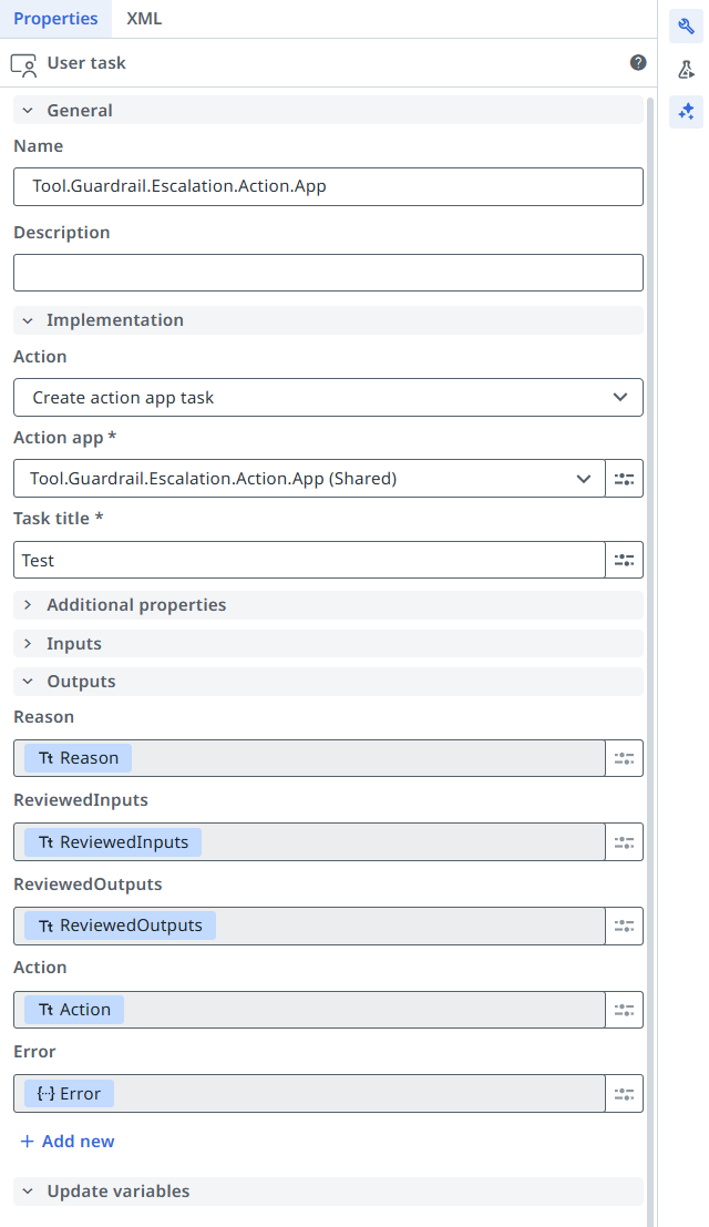 “服务”任务新增输出