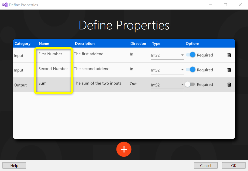 Activity Creator property name configuration