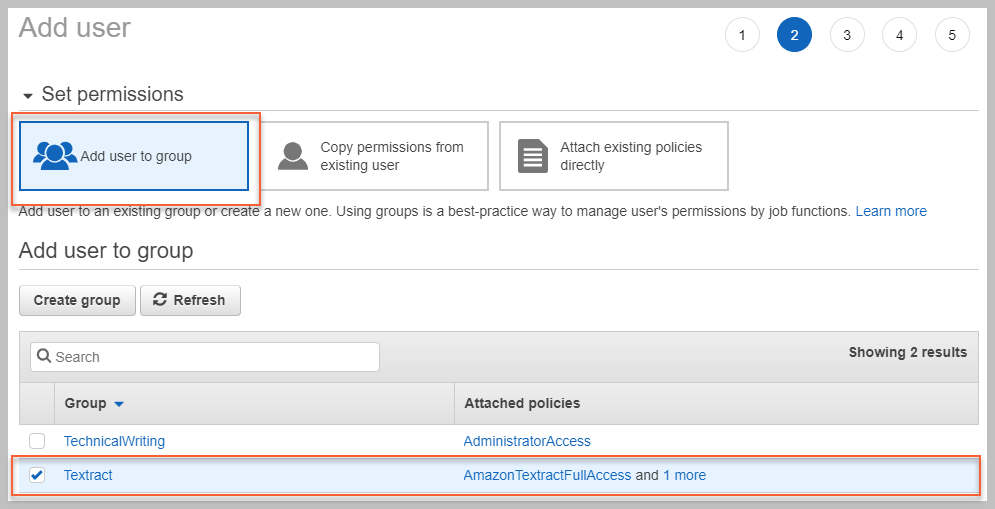 Add user to group permission settings in AWS IAM