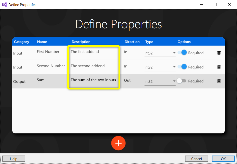 Activity Creator description field configuration
