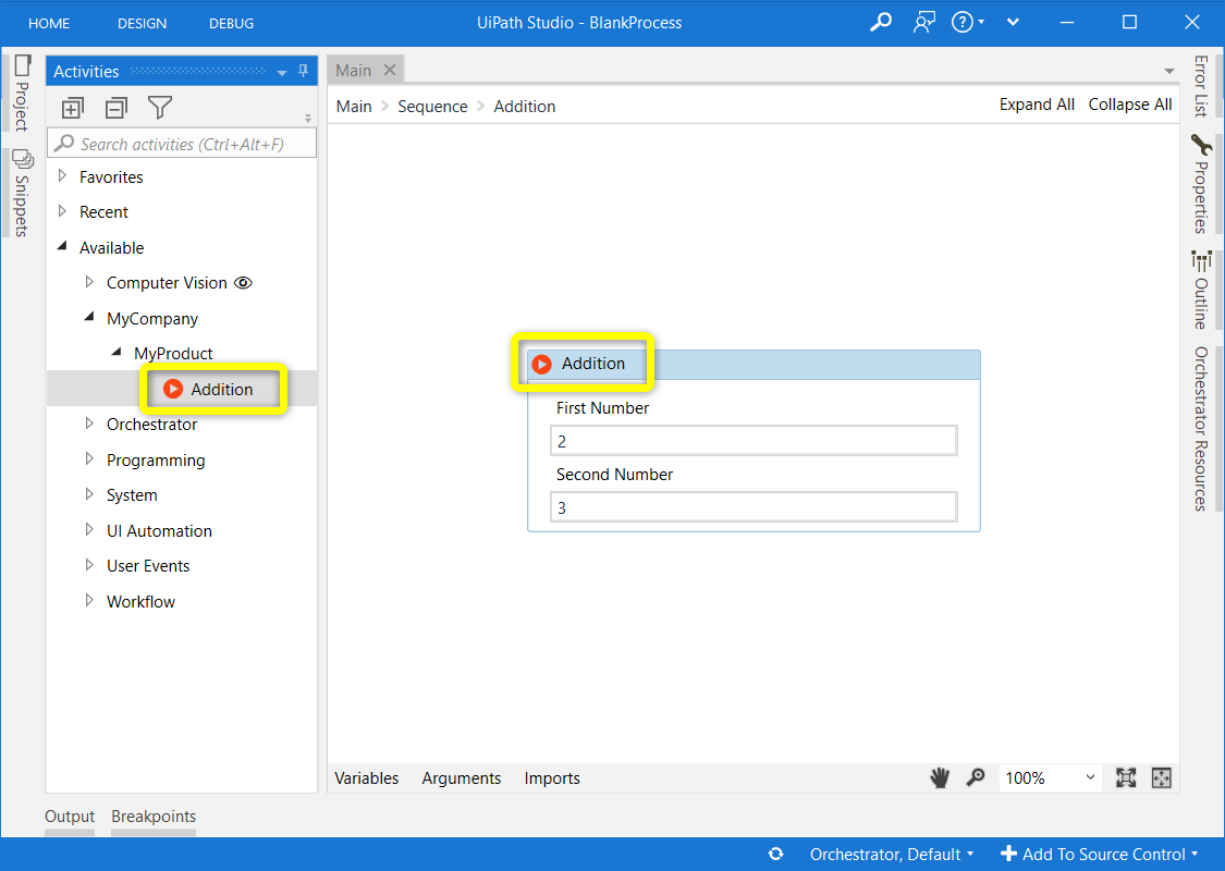 Activity name displayed in UiPath Studio