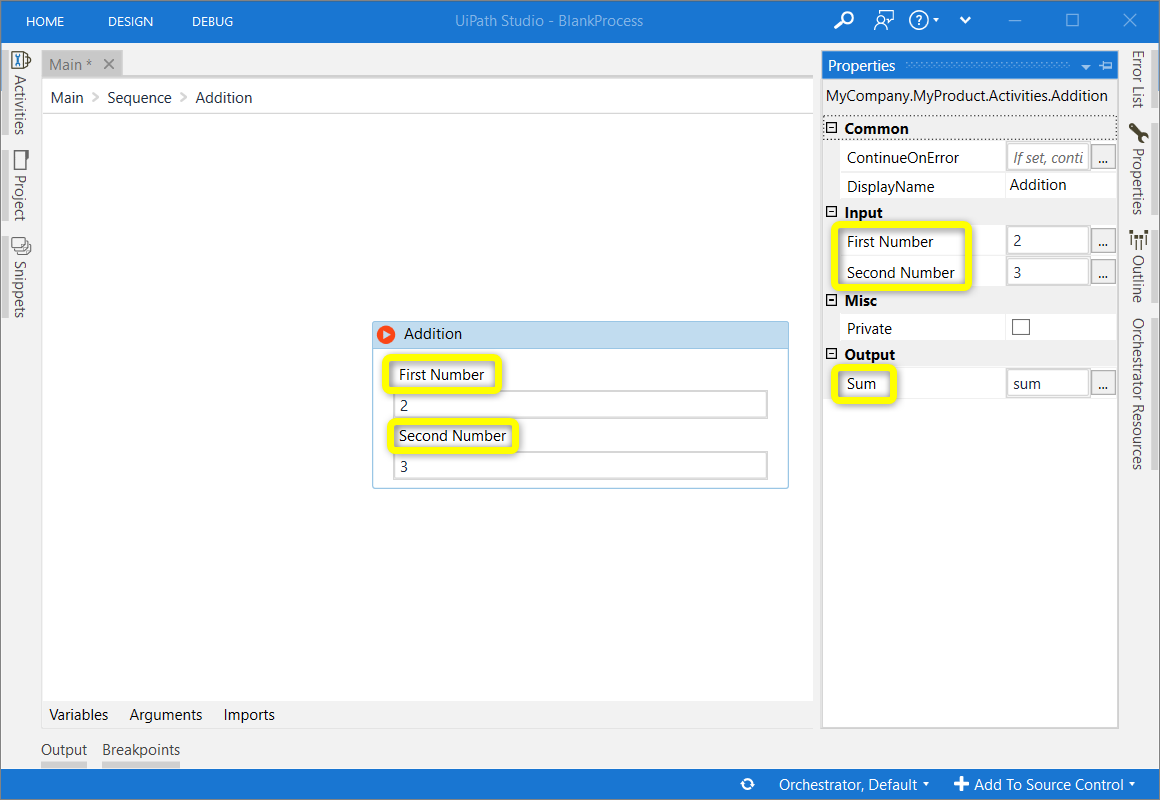Property names displayed in UiPath Studio designer and properties pane