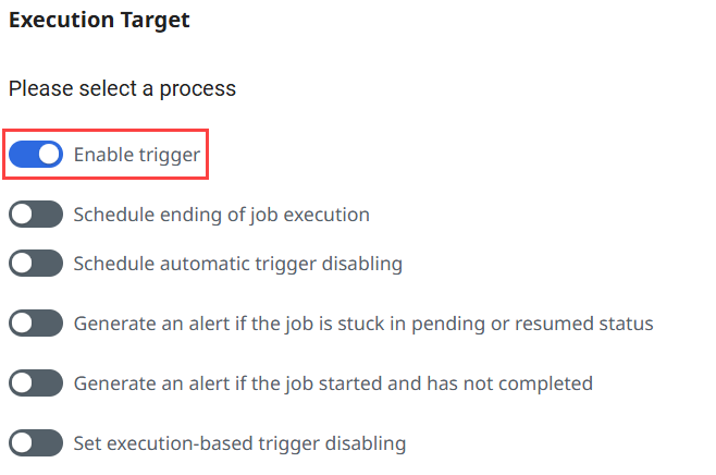 Enable trigger button highlighted in the Orchestrator UI