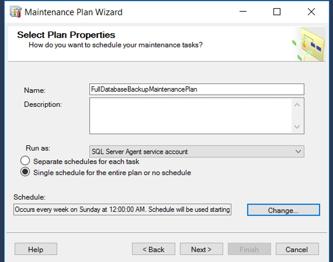 Screenshot der Seite „Assistent zur Wartungsplanung“