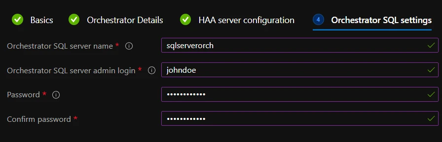 Screenshot of the Orchestrator SQL Settings page