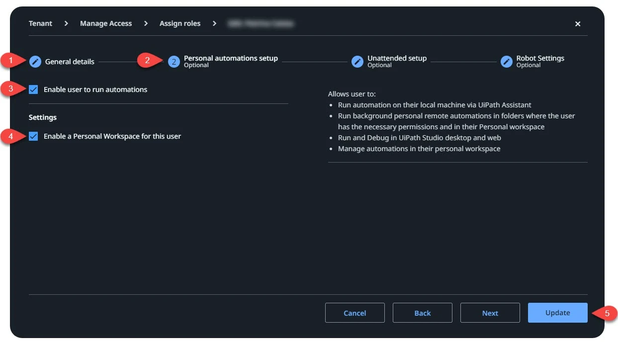 Screenshot of the Assign roles page