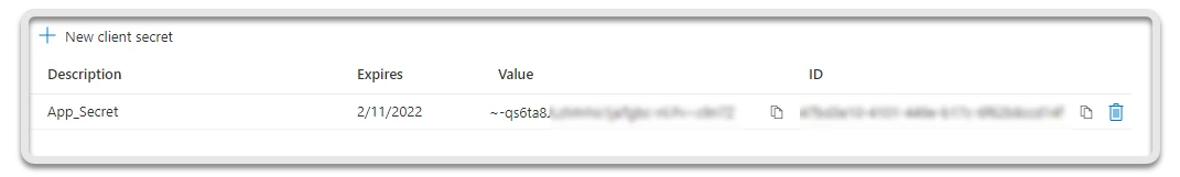 'New client secret' image