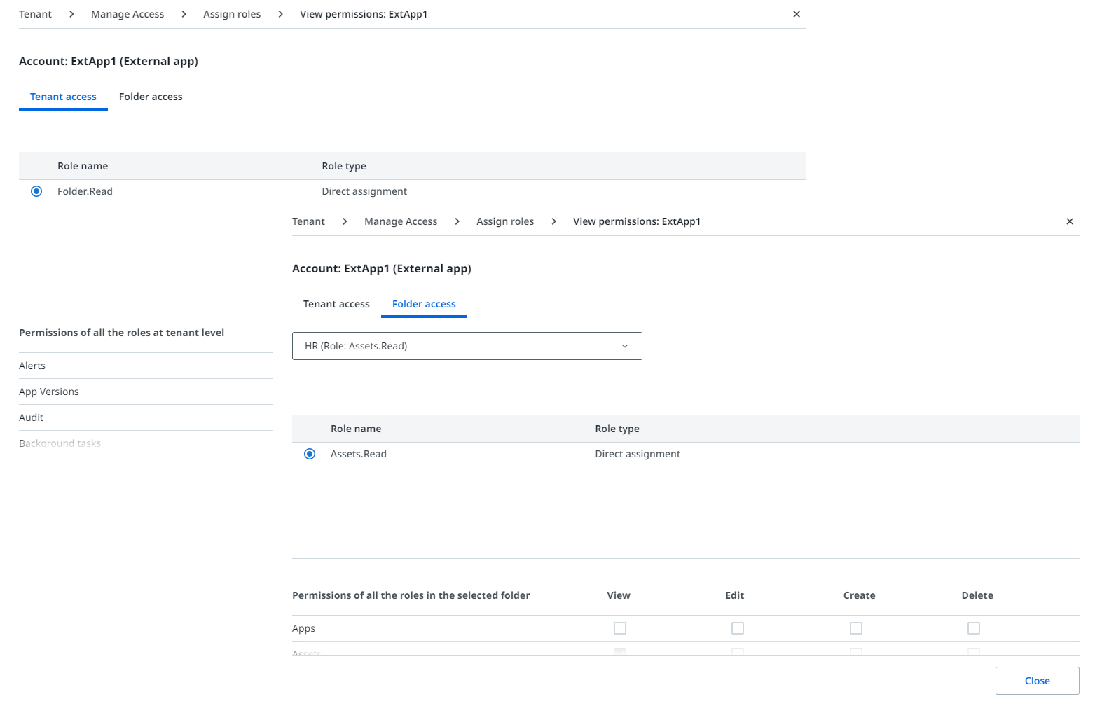 Image « Vérification des attributions d’applications externes »