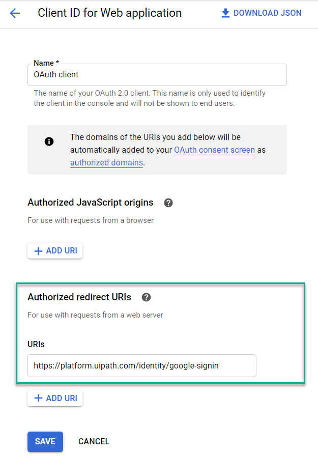 'Client ID for Web application page' image